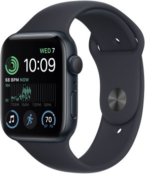 Apple Watch SE 2, 40 мм, корпус из алюминия цвета «тёмная ночь», спортивный ремешок цвета «тёмная ночь», GPS